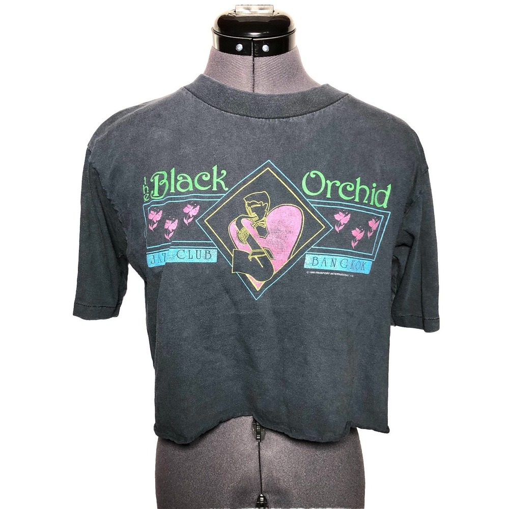 Vtg 80s T-Shirt Single Stitch The Black Orchid Jazz Club Bangkok Oneita USA  L